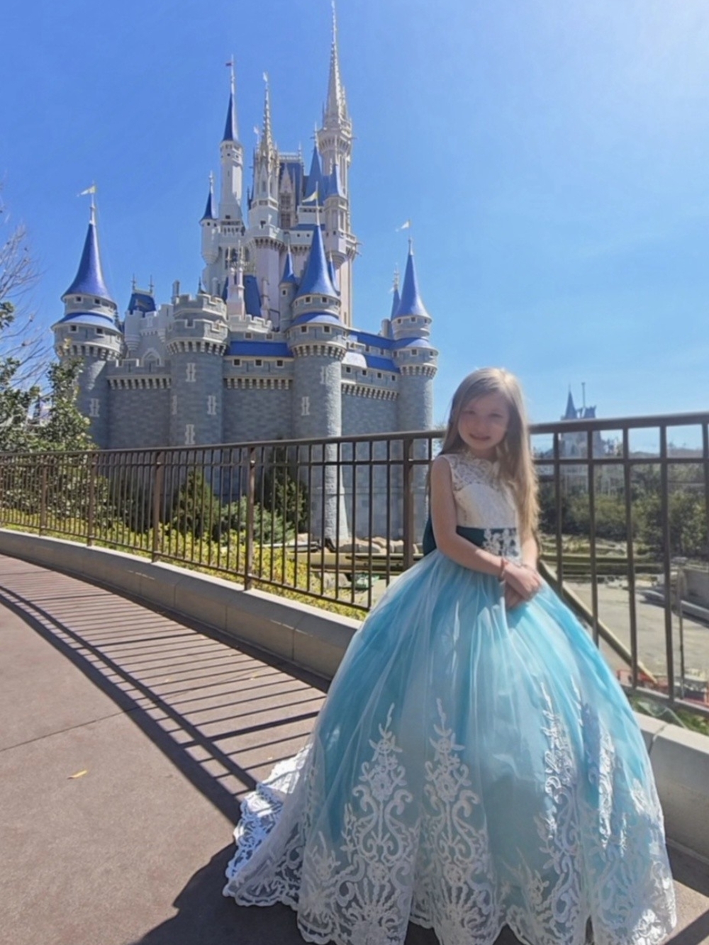 Girls' Blue Lace Ball Gown Dress